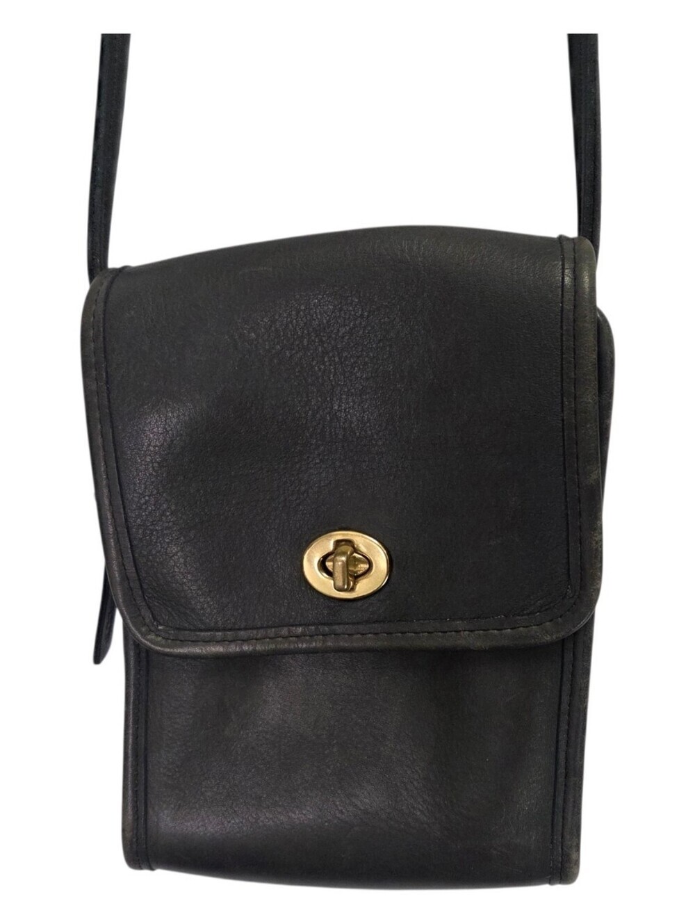 Vintage Coach Black Scooter Leather Crossbody Bag Made In USA 9893 - Picture 1 of 15